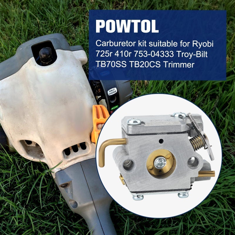 Powtol 753-04333 410R Carburetor for Ryobi 31CC 790R 725R 775R 700R RGBV3100 280R 767R 310BVR 4 Cycle Trimmer Blower Parts 791-182875 - Image 2